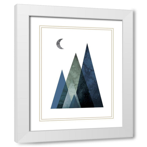 Scandi Blue Hunter Mountains 1 White Modern Wood Framed Art Print with Double Matting by Urban Epiphany