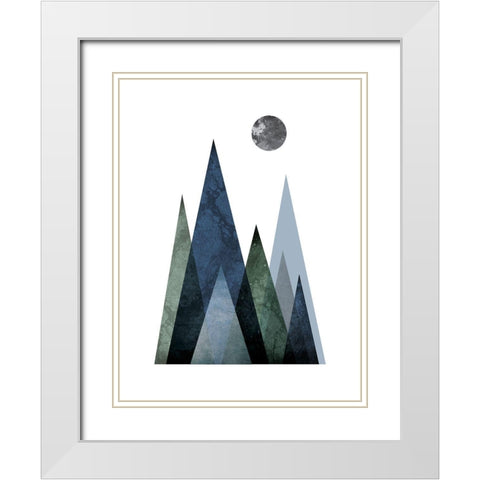 Scandi Blue Hunter Mountains 2 White Modern Wood Framed Art Print with Double Matting by Urban Epiphany
