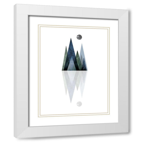 Scandi Blue Hunter Mountains 3 White Modern Wood Framed Art Print with Double Matting by Urban Epiphany