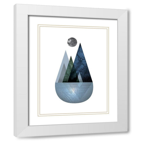 Scandi Blue Hunter Mountains 4 White Modern Wood Framed Art Print with Double Matting by Urban Epiphany