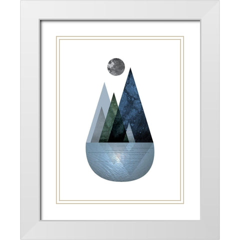 Scandi Blue Hunter Mountains 4 White Modern Wood Framed Art Print with Double Matting by Urban Epiphany
