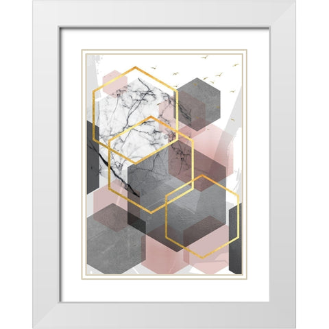 PGG Abstract Landscape 1 White Modern Wood Framed Art Print with Double Matting by Urban Epiphany