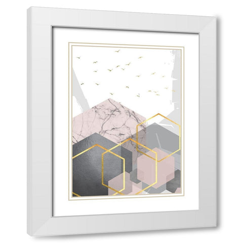 PGG Abstract Landscape 2 White Modern Wood Framed Art Print with Double Matting by Urban Epiphany