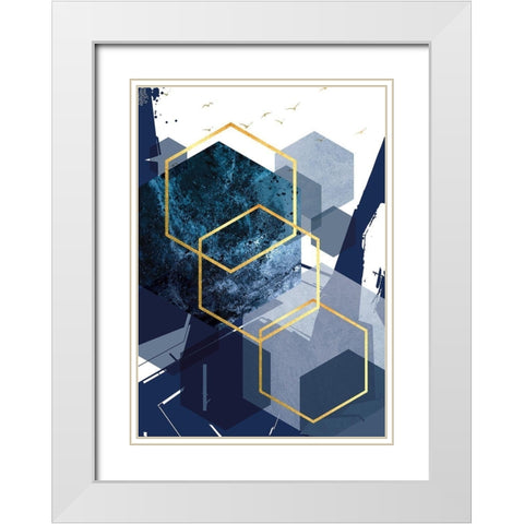 Hexagon Landscape Gold 1 White Modern Wood Framed Art Print with Double Matting by Urban Epiphany