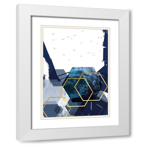 Hexagon Landscape Gold 2 White Modern Wood Framed Art Print with Double Matting by Urban Epiphany