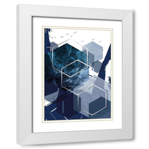 Hexagon Landscape Silver 1 White Modern Wood Framed Art Print with Double Matting by Urban Epiphany