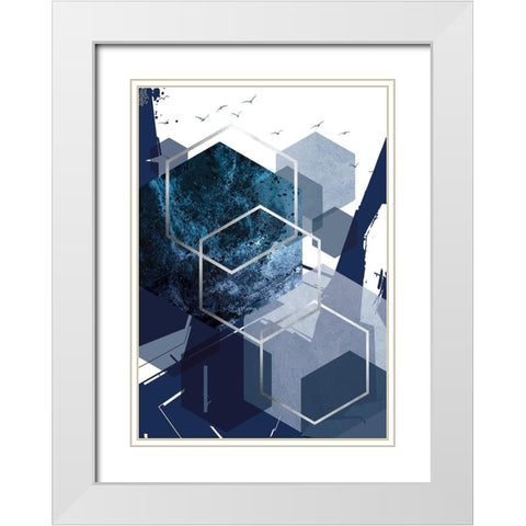 Hexagon Landscape Silver 1 White Modern Wood Framed Art Print with Double Matting by Urban Epiphany