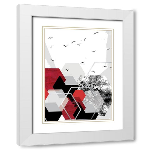 RED Abstract 2 White Modern Wood Framed Art Print with Double Matting by Urban Epiphany