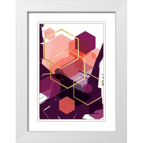 Molten Coral Hex 1 White Modern Wood Framed Art Print with Double Matting by Urban Epiphany
