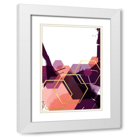 Molten Coral Hex 2 White Modern Wood Framed Art Print with Double Matting by Urban Epiphany