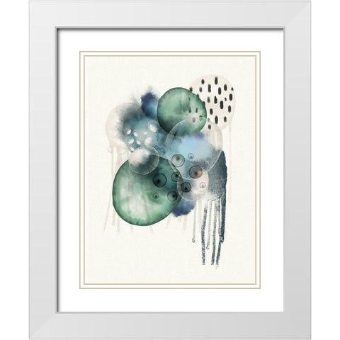 Aqua Harmony 1 White Modern Wood Framed Art Print with Double Matting by Urban Epiphany