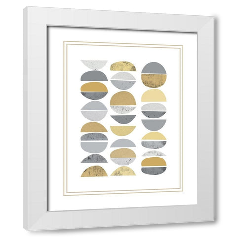 Mid Century Flora Tones Yellow Grey 2 White Modern Wood Framed Art Print with Double Matting by Urban Epiphany