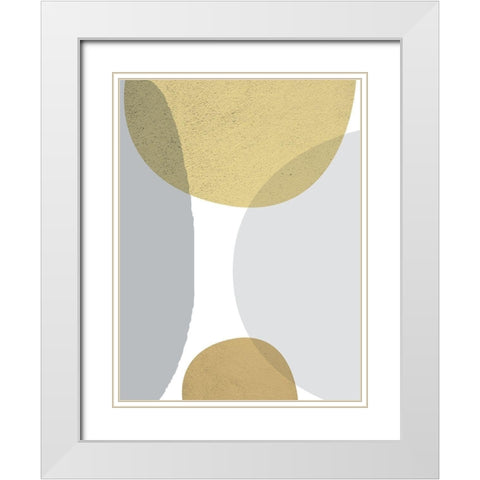 Mid Century Flora Tones Yellow Grey 3 White Modern Wood Framed Art Print with Double Matting by Urban Epiphany