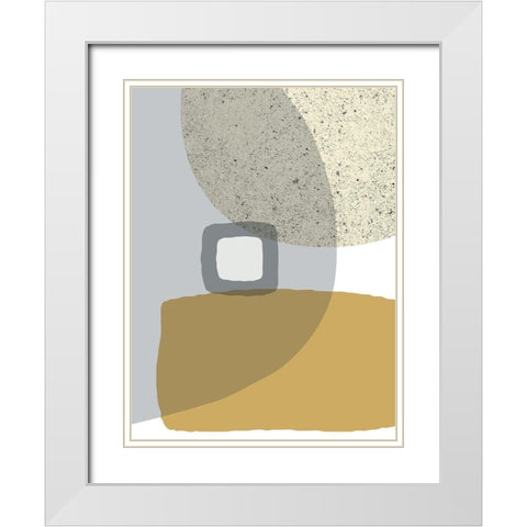 Mid Century Flora Tones Yellow Grey 5 White Modern Wood Framed Art Print with Double Matting by Urban Epiphany