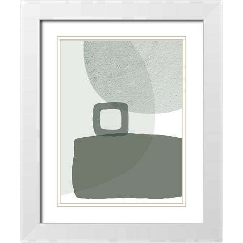 Mid Century ColorDew 5 White Modern Wood Framed Art Print with Double Matting by Urban Epiphany
