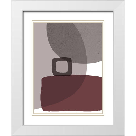 Mid Century ColorDew Burgundy 5 White Modern Wood Framed Art Print with Double Matting by Urban Epiphany