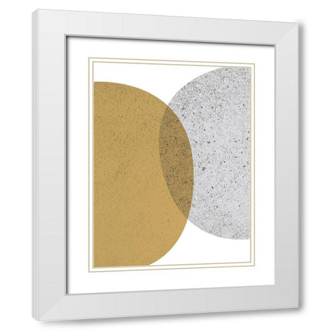 Mid Century Flora Tones Yellow Grey 6 White Modern Wood Framed Art Print with Double Matting by Urban Epiphany