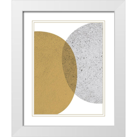 Mid Century Flora Tones Yellow Grey 6 White Modern Wood Framed Art Print with Double Matting by Urban Epiphany
