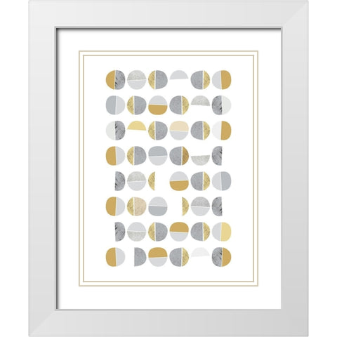 Mid Century Flora Tones Yellow Grey 7 White Modern Wood Framed Art Print with Double Matting by Urban Epiphany