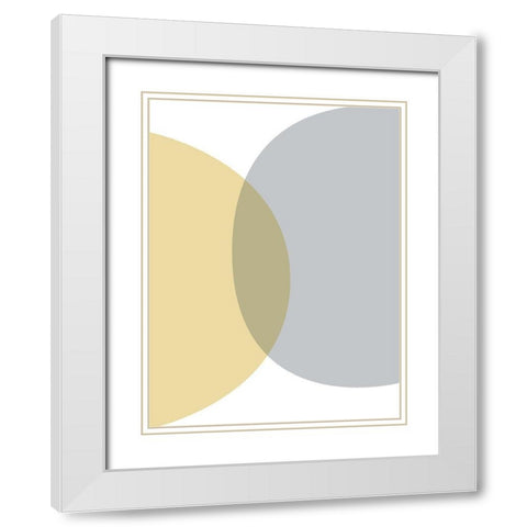 Mid Century Flora Tones Yellow Grey 8 White Modern Wood Framed Art Print with Double Matting by Urban Epiphany