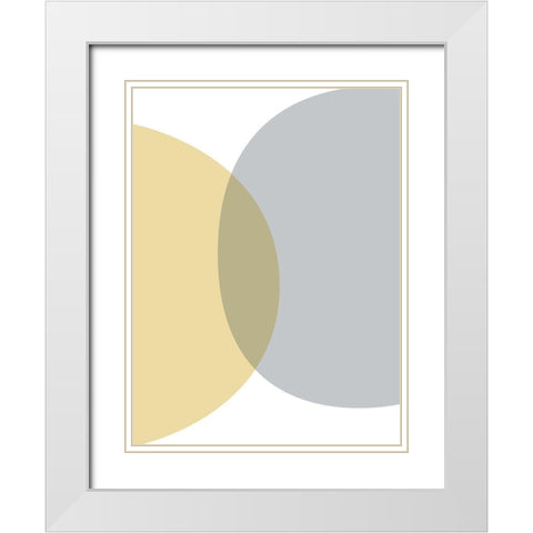 Mid Century Flora Tones Yellow Grey 8 White Modern Wood Framed Art Print with Double Matting by Urban Epiphany