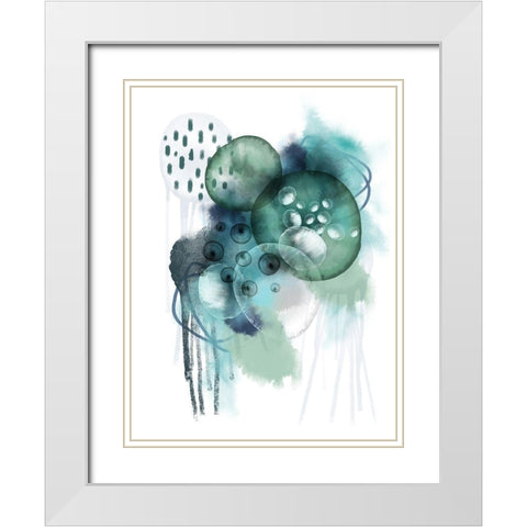 Aqua Harmony 2 White Modern Wood Framed Art Print with Double Matting by Urban Epiphany