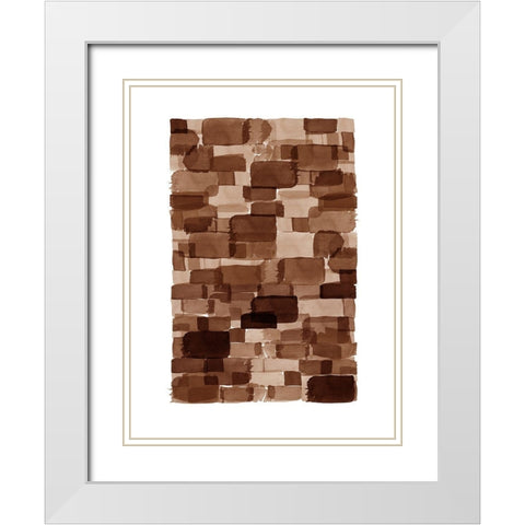 Brick Watercolor Block White Modern Wood Framed Art Print with Double Matting by Urban Epiphany