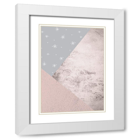 Blush Pink Grey Mountains 3 White Modern Wood Framed Art Print with Double Matting by Urban Epiphany