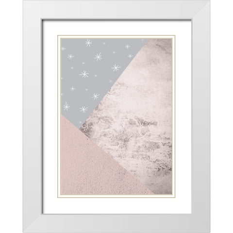 Blush Pink Grey Mountains 3 White Modern Wood Framed Art Print with Double Matting by Urban Epiphany