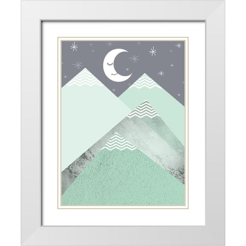 Mint Green Mountains 2 White Modern Wood Framed Art Print with Double Matting by Urban Epiphany