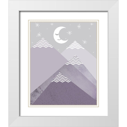 Purple Mountains 2 White Modern Wood Framed Art Print with Double Matting by Urban Epiphany