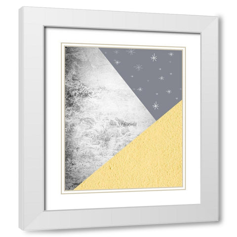 Yellow Grey Mountains 1 White Modern Wood Framed Art Print with Double Matting by Urban Epiphany