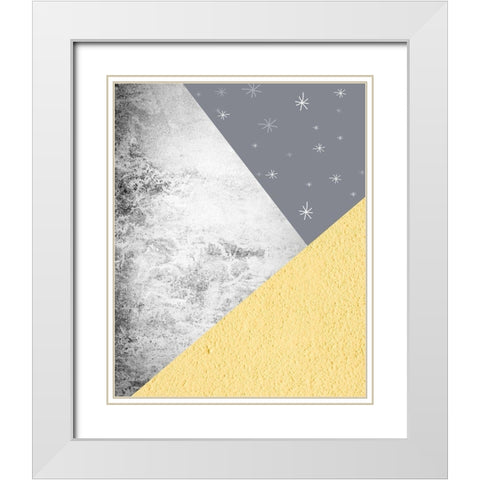 Yellow Grey Mountains 1 White Modern Wood Framed Art Print with Double Matting by Urban Epiphany