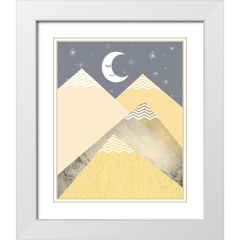 Yellow Grey Mountains 2 White Modern Wood Framed Art Print with Double Matting by Urban Epiphany
