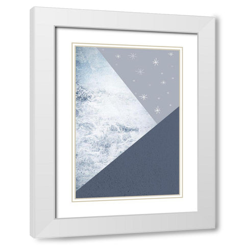 Navy Mountains 1 White Modern Wood Framed Art Print with Double Matting by Urban Epiphany