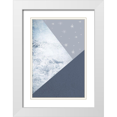 Navy Mountains 1 White Modern Wood Framed Art Print with Double Matting by Urban Epiphany