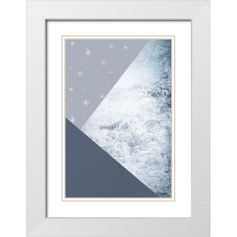 Navy Mountains 3 White Modern Wood Framed Art Print with Double Matting by Urban Epiphany