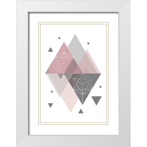 Pink Grey 2 White Modern Wood Framed Art Print with Double Matting by Urban Epiphany