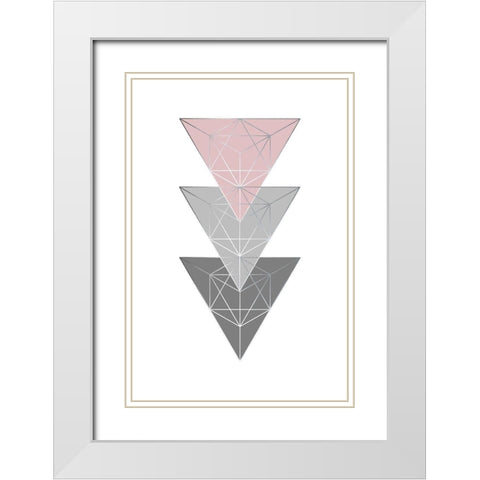 Pink Grey 3 White Modern Wood Framed Art Print with Double Matting by Urban Epiphany