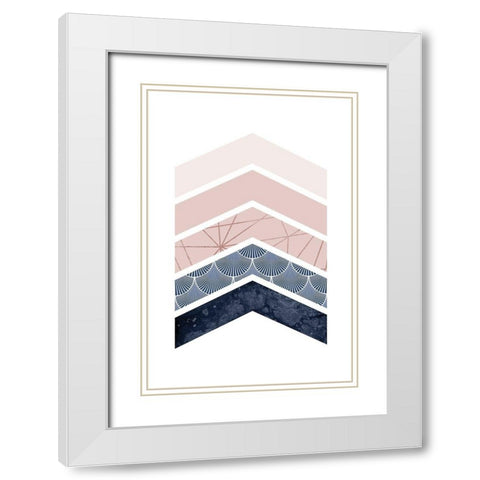 Pink Navy 1 White Modern Wood Framed Art Print with Double Matting by Urban Epiphany
