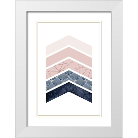 Pink Navy 1 White Modern Wood Framed Art Print with Double Matting by Urban Epiphany