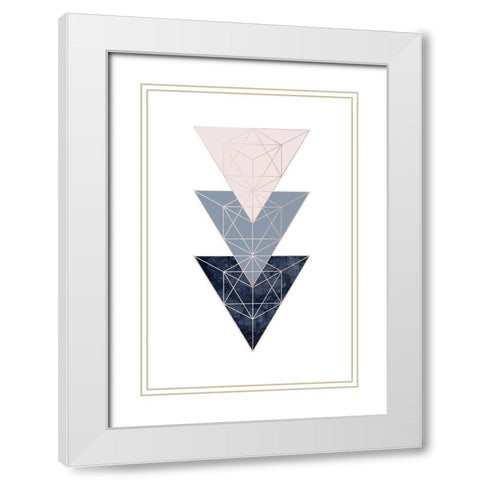 Pink Navy 3 White Modern Wood Framed Art Print with Double Matting by Urban Epiphany