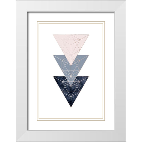 Pink Navy 3 White Modern Wood Framed Art Print with Double Matting by Urban Epiphany