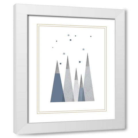 Grey Mountains 1 White Modern Wood Framed Art Print with Double Matting by Urban Epiphany