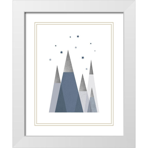 Grey Mountains 3 White Modern Wood Framed Art Print with Double Matting by Urban Epiphany
