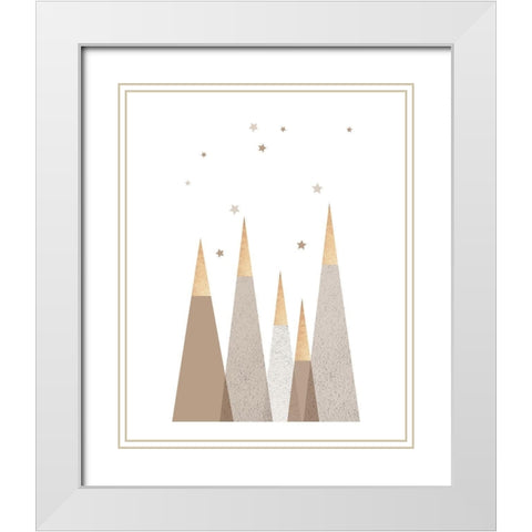 Beige Mountains 1 White Modern Wood Framed Art Print with Double Matting by Urban Epiphany
