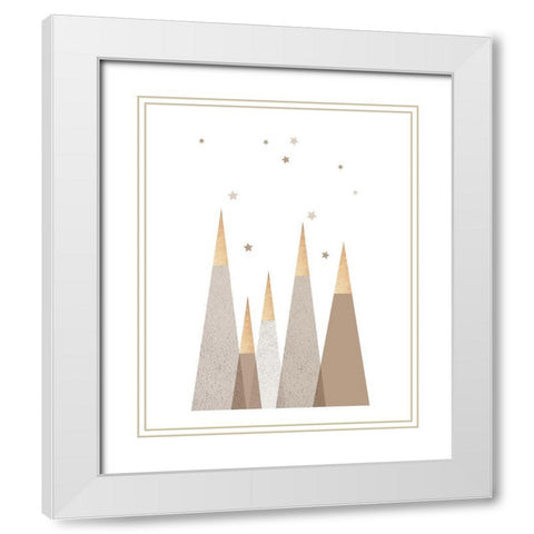 Beige Mountains 3 White Modern Wood Framed Art Print with Double Matting by Urban Epiphany