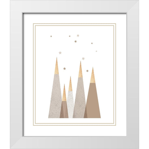 Beige Mountains 3 White Modern Wood Framed Art Print with Double Matting by Urban Epiphany
