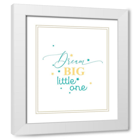 Teal Yellow Mountains 2 White Modern Wood Framed Art Print with Double Matting by Urban Epiphany