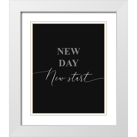 New Day New Start Mono White Modern Wood Framed Art Print with Double Matting by Villa, Milli